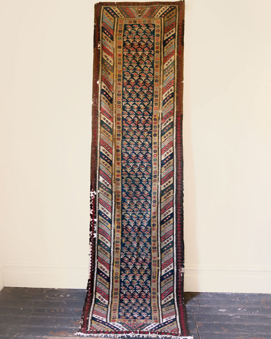 Vintage Handmade Sennah Kilim Rug 356x98