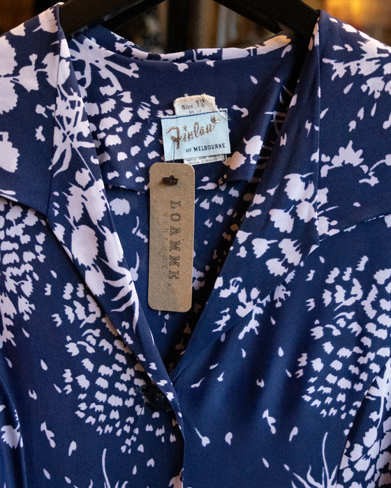 70s Vintage Finlaw Navy Day Dress