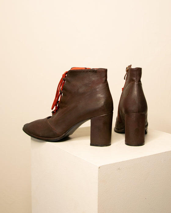 Heeled Deep Maroon Lace Up Boots 37
