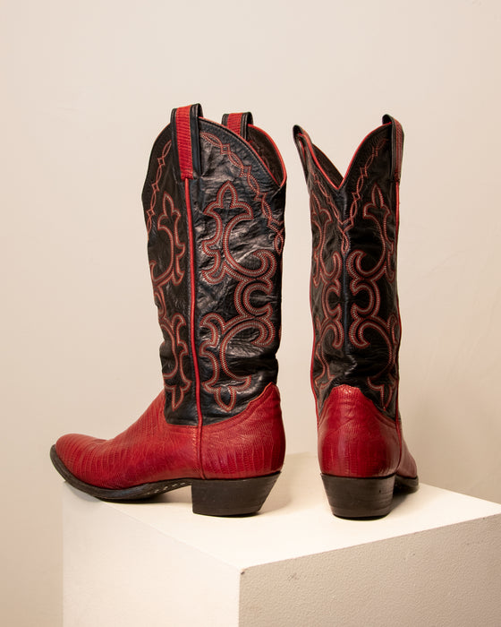 Vintage Larry Mahan Snakeskin Cowboy Boots 5.5W