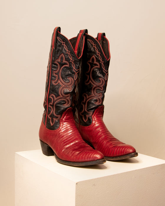 Vintage Larry Mahan Snakeskin Cowboy Boots 5.5W
