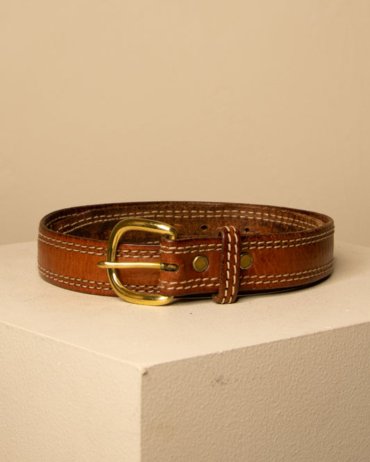 Genuine Leather Belt w Top Stitching
