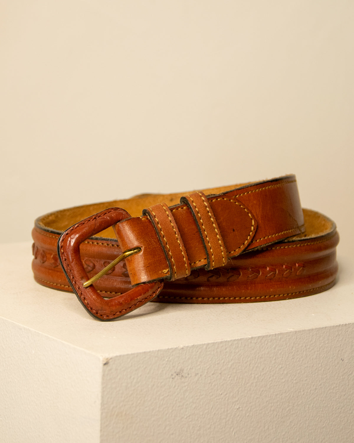 Thick Brown Double Looped Belt