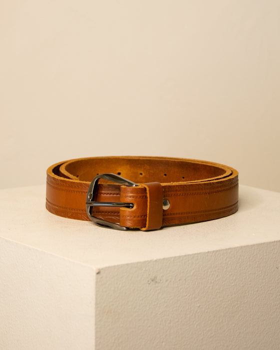Brown Vintage Small Tooled Belt