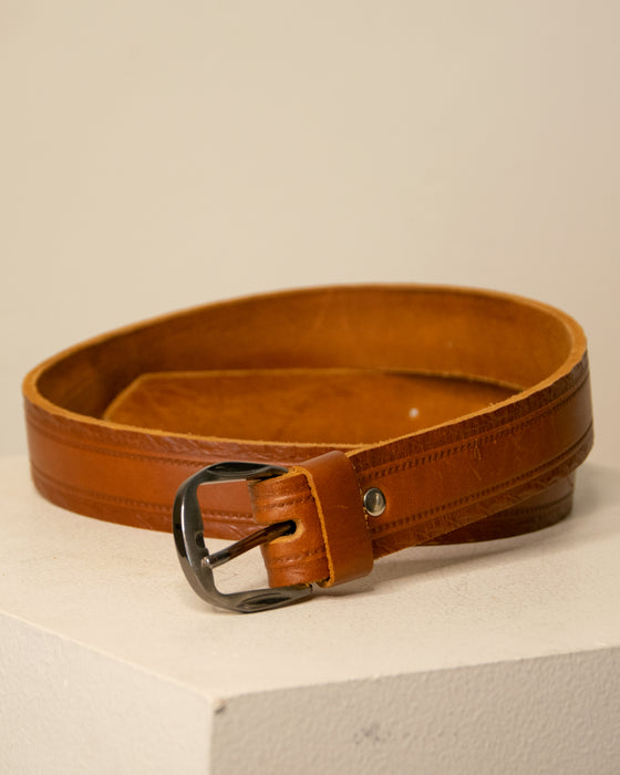 Brown Vintage Small Tooled Belt
