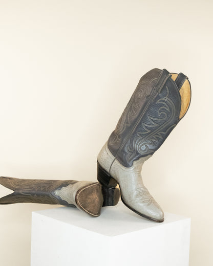 Justin 2 Tone Grey Cowboy Boots W6.5