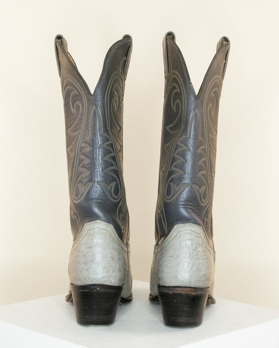 Justin 2 Tone Grey Cowboy Boots W6.5