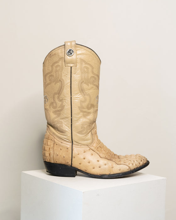 RB Cream Alligator Cowboy Boots M10