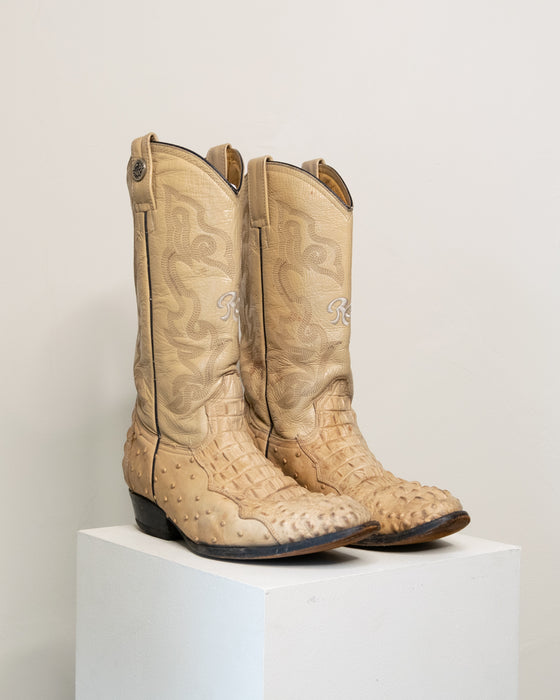 RB Cream Alligator Cowboy Boots M10