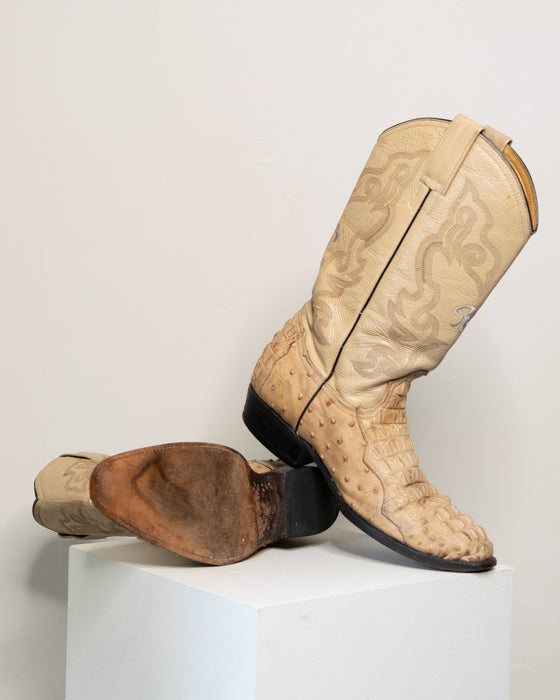 RB Cream Alligator Cowboy Boots M10