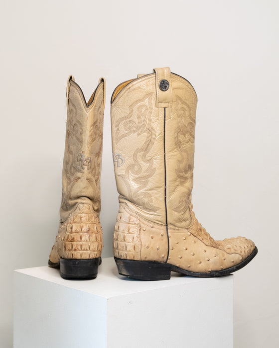 RB Cream Alligator Cowboy Boots M10