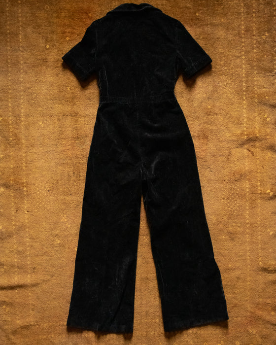 Original 70s Vintage Black Velvet Jumpsuit