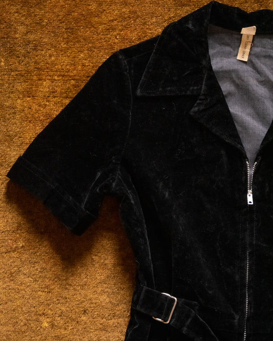 Original 70s Vintage Black Velvet Jumpsuit