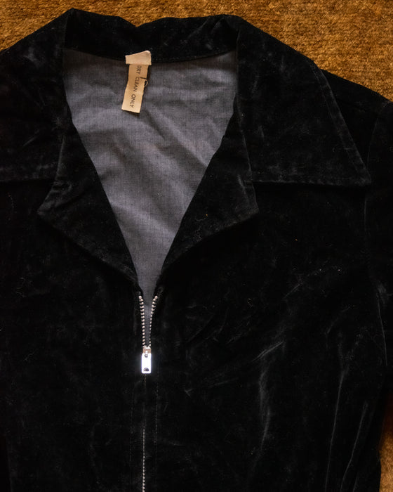 Original 70s Vintage Black Velvet Jumpsuit
