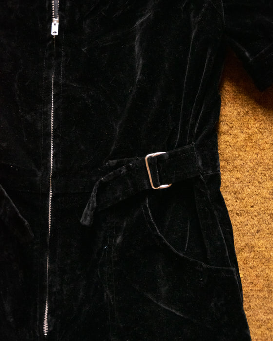 Original 70s Vintage Black Velvet Jumpsuit