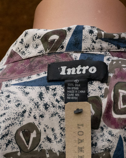 Retro Intro Patterned 100% Silk Shirt