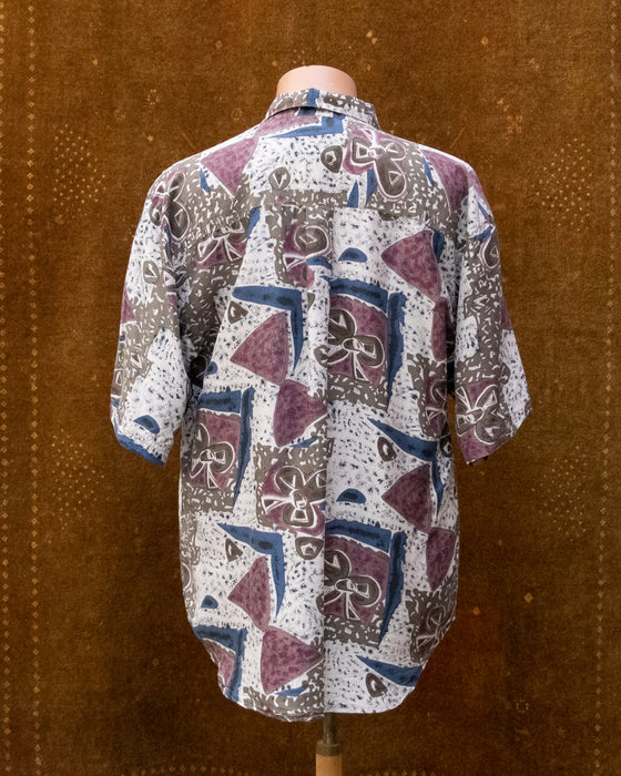Retro Intro Patterned 100% Silk Shirt
