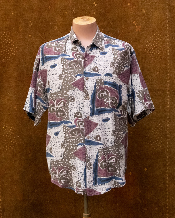 Retro Intro Patterned 100% Silk Shirt