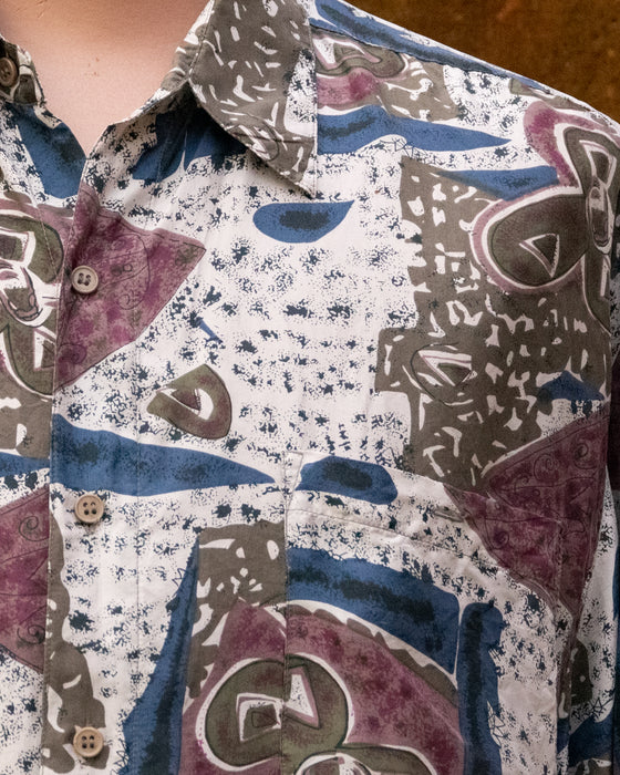 Retro Intro Patterned 100% Silk Shirt