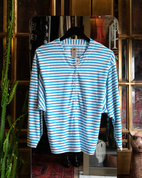 Retro Blue Stripe Raglan Tee