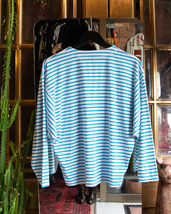 Retro Blue Stripe Raglan Tee