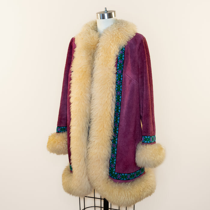 Vintage Penny Lane Magenta Suede Coat
