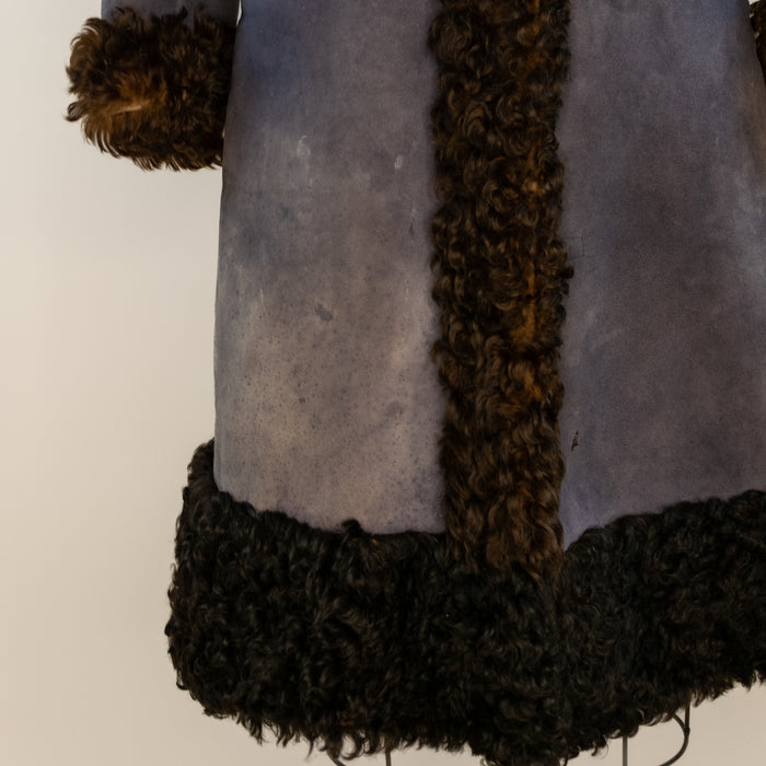 70s Dusty Blue Lambswool Trench Coat