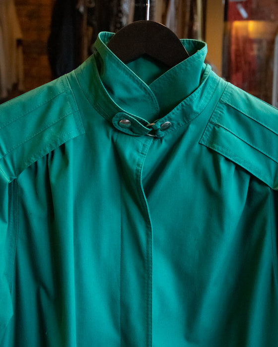 Vintage Green Wool Blend Trench Coat