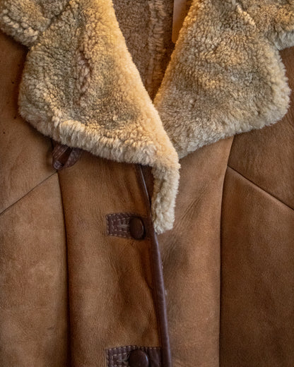 Vintage Light Brown Pure Wool Suede Coat