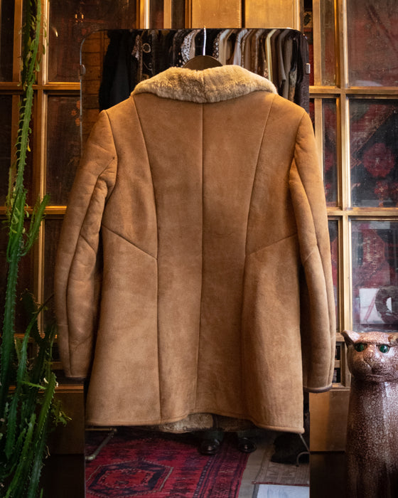 Vintage Light Brown Pure Wool Suede Coat