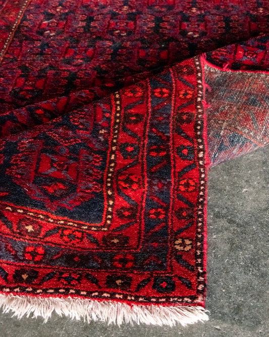 Handmade Red Blue Persian Rug 203x132