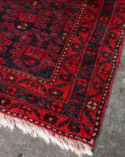 Handmade Red Blue Persian Rug 203x132