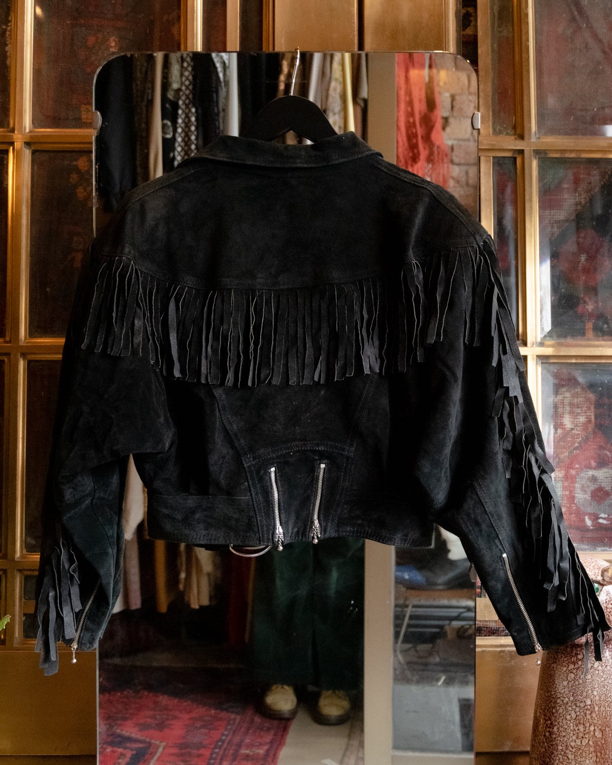 Vintage Jonata Black Suede Fringed Jacket