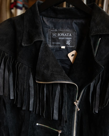 Vintage Jonata Black Suede Fringed Jacket