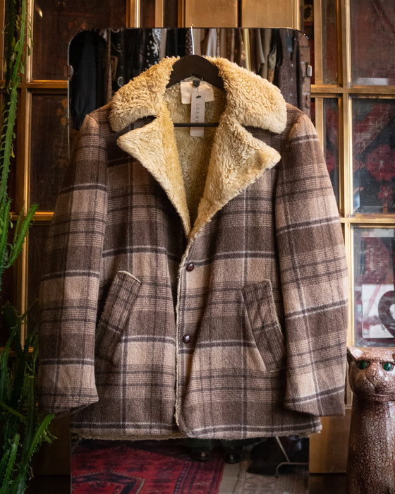 Vintage Brown Check Lumber Jacket