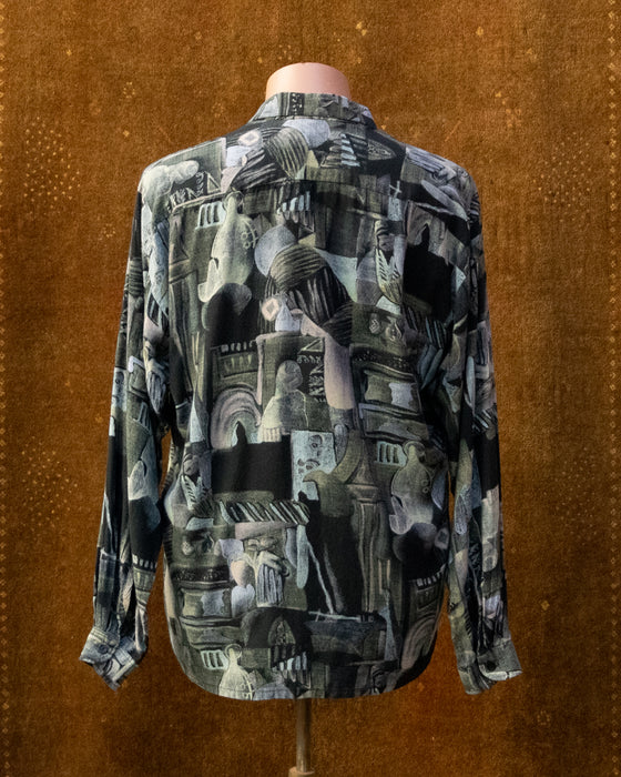 Postcard Retro Patterned LS Shirt
