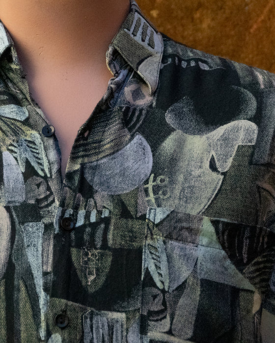 Postcard Retro Patterned LS Shirt