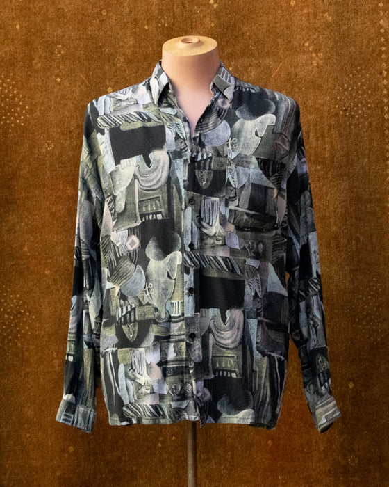 Postcard Retro Patterned LS Shirt