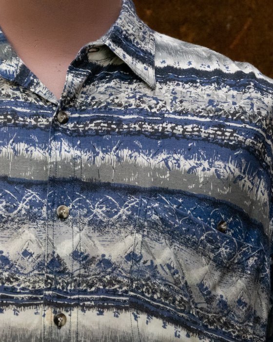 Retro Solutions Blue Grey Patterned Shirt