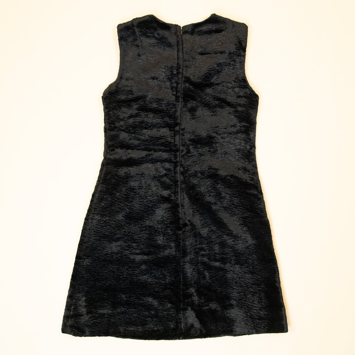60s Black Faux Fur Mini Dress