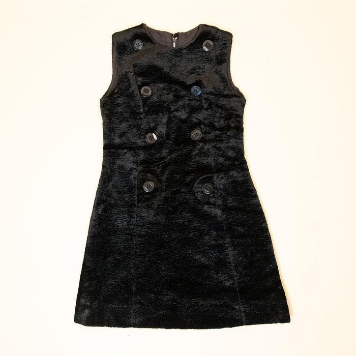 60s Black Faux Fur Mini Dress