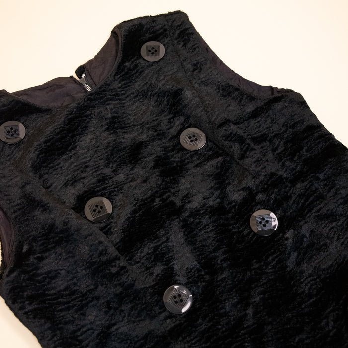 60s Black Faux Fur Mini Dress