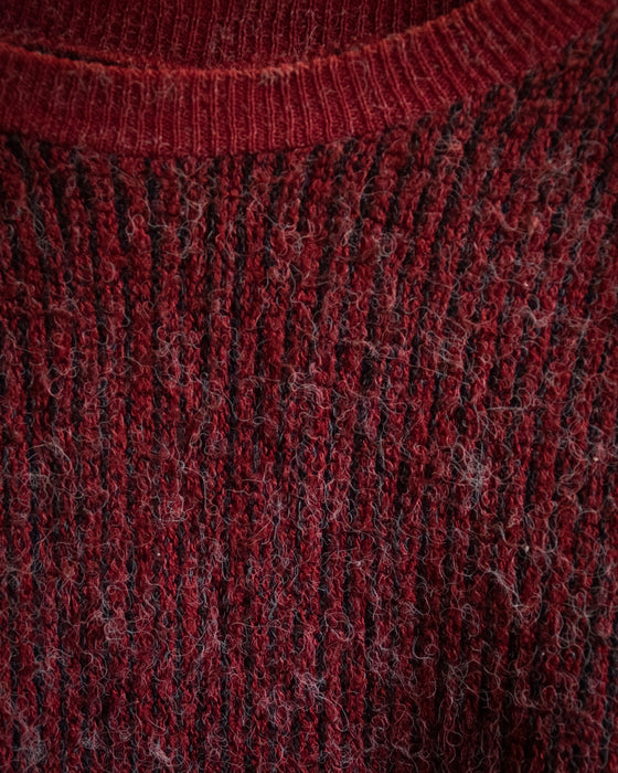 Dark Red Stripe Knit Jumper