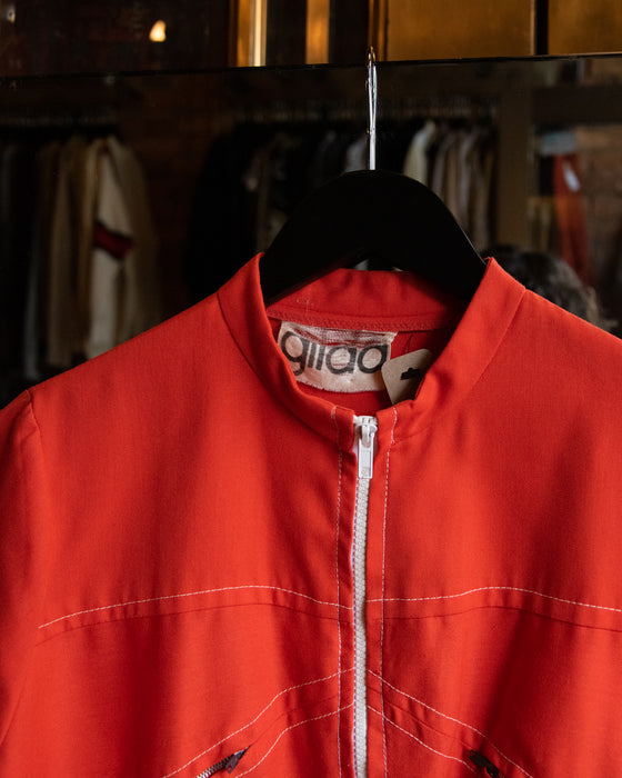 70s Vintage Red Gilda Zip Front Top