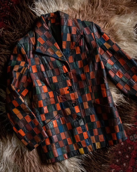 70s Original Sears Patchwork Leather Jacket