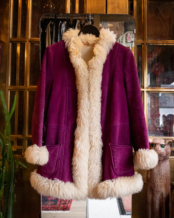 Vintage Magenta Suede Penny Lane Coat
