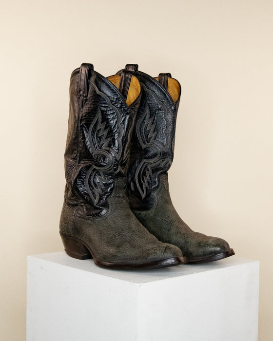 Tony Lama Charcoal Black Cowboy Boots 10