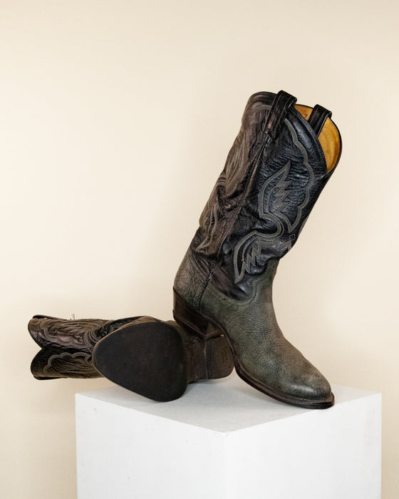 Tony Lama Charcoal Black Cowboy Boots 10