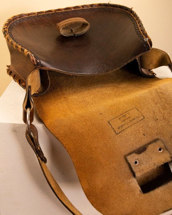 Vintage Tan Tooled Leather Handbag