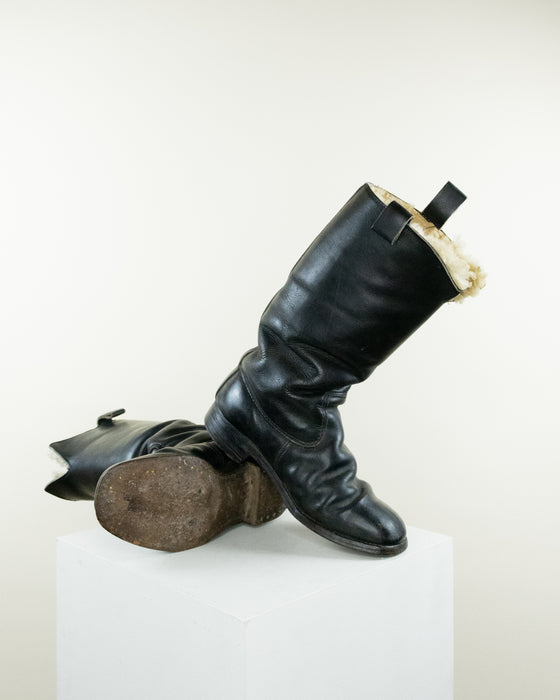 Vintage Fleece Lined Motorcycle Boots (9W)